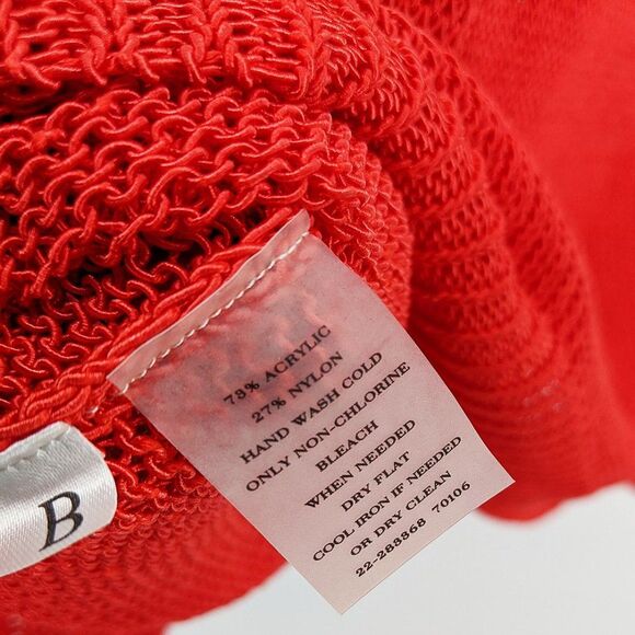 Ann Taylor Lightweight Loose Knit Mesh V Neck Sweater Orange - Picture 7 of 7